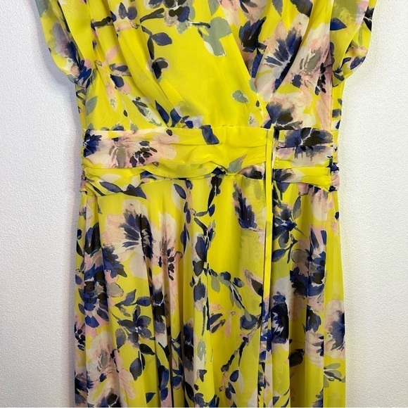 Eliza J Floral Print High Low Chiffon Yellow Floral Dress 6 - Picture 5 of 16